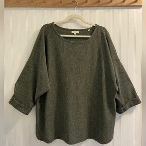 Max Studio London 3/4 Sleeve Lightweight Knit Top Greenish Gray 3X